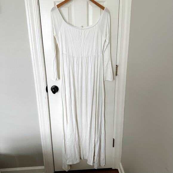 PinkBlush Ivory Solid Off Shoulder Maternity Maxi Dress, size XL - Picture 3 of 6